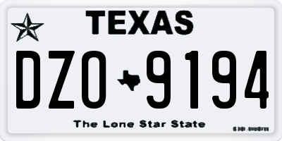TX license plate DZO9194