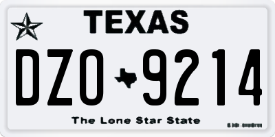 TX license plate DZO9214