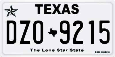 TX license plate DZO9215