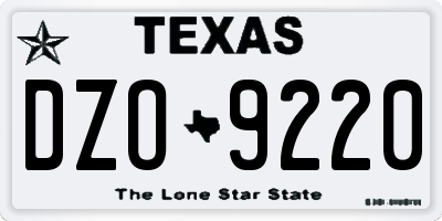 TX license plate DZO9220