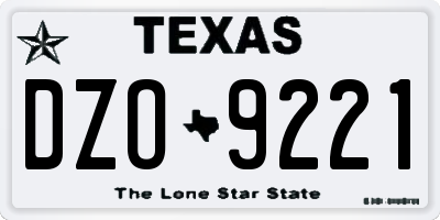 TX license plate DZO9221