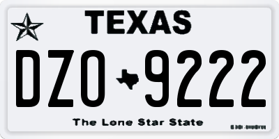 TX license plate DZO9222