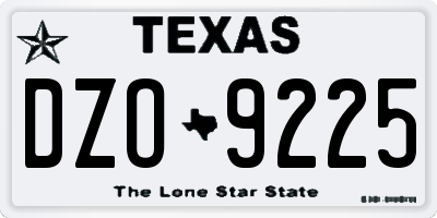 TX license plate DZO9225