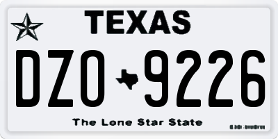 TX license plate DZO9226