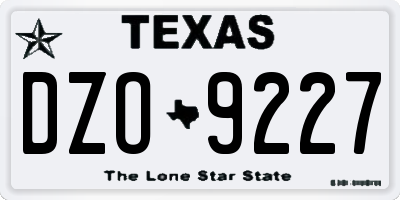 TX license plate DZO9227