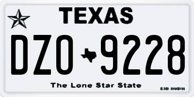 TX license plate DZO9228