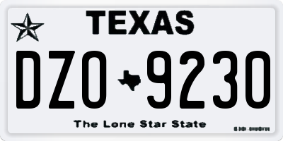 TX license plate DZO9230