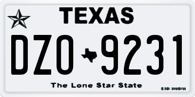 TX license plate DZO9231