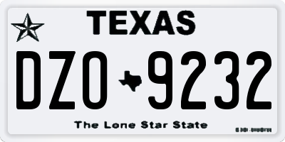 TX license plate DZO9232
