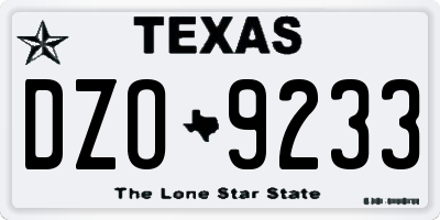 TX license plate DZO9233