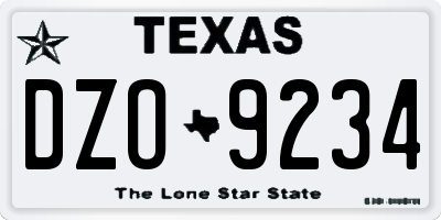 TX license plate DZO9234