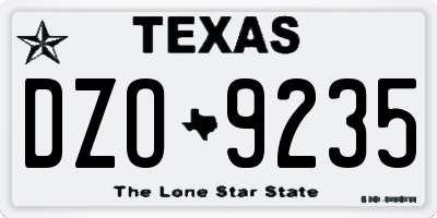 TX license plate DZO9235