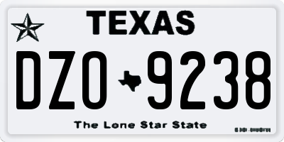 TX license plate DZO9238