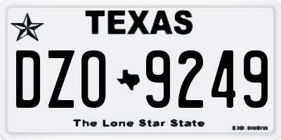 TX license plate DZO9249
