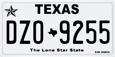 TX license plate DZO9255
