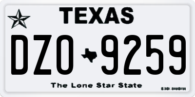 TX license plate DZO9259