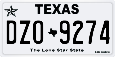 TX license plate DZO9274