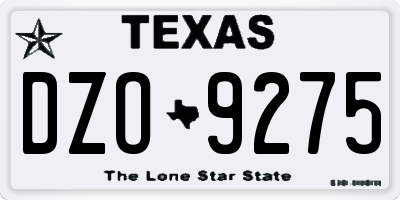 TX license plate DZO9275