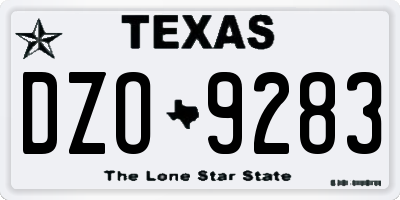 TX license plate DZO9283