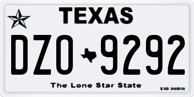 TX license plate DZO9292