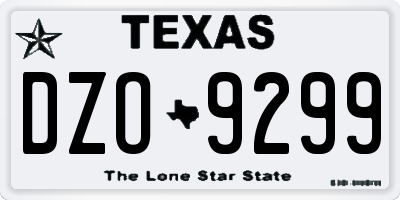 TX license plate DZO9299