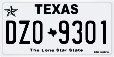 TX license plate DZO9301