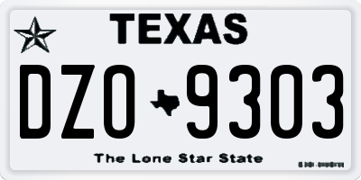 TX license plate DZO9303