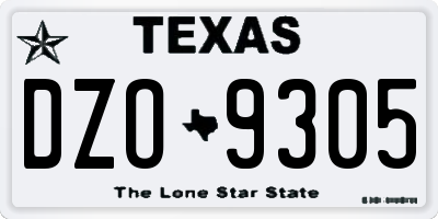 TX license plate DZO9305