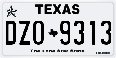 TX license plate DZO9313