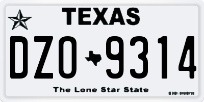 TX license plate DZO9314