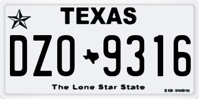 TX license plate DZO9316