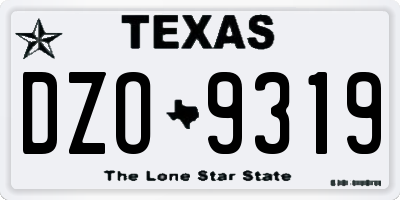 TX license plate DZO9319