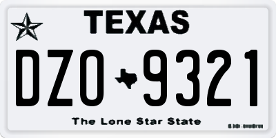 TX license plate DZO9321