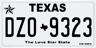 TX license plate DZO9323