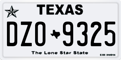 TX license plate DZO9325