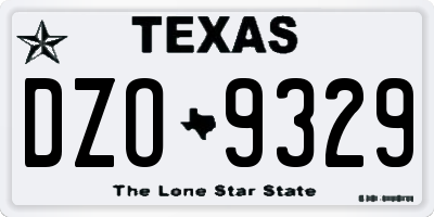 TX license plate DZO9329