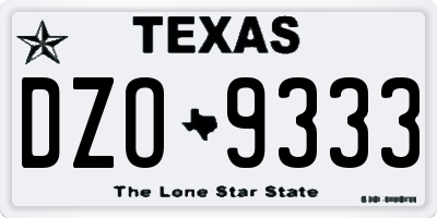 TX license plate DZO9333