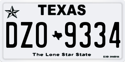 TX license plate DZO9334