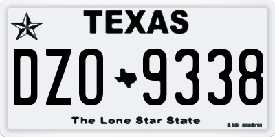 TX license plate DZO9338