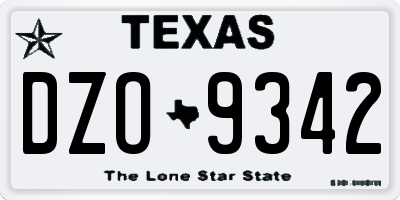 TX license plate DZO9342