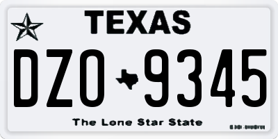 TX license plate DZO9345