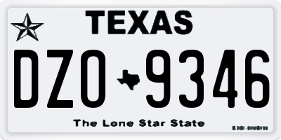 TX license plate DZO9346