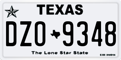 TX license plate DZO9348