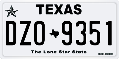 TX license plate DZO9351