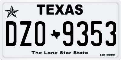 TX license plate DZO9353