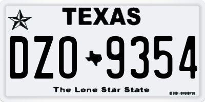 TX license plate DZO9354
