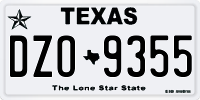 TX license plate DZO9355