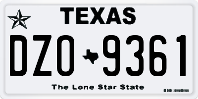 TX license plate DZO9361
