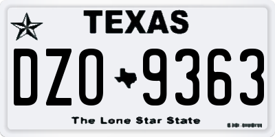 TX license plate DZO9363
