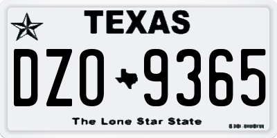 TX license plate DZO9365